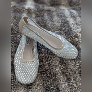 Steve Madden Ivory Crystal Mesh Ballet Flats